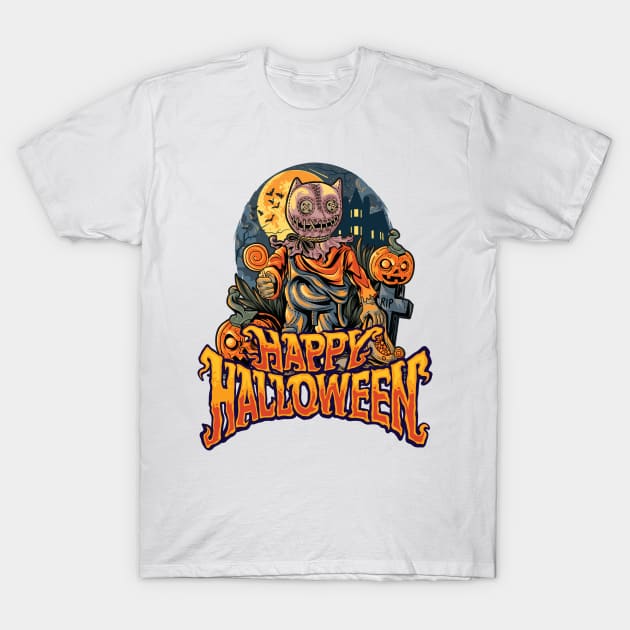 Scary Scarecrow Spooky Halloween Simple Costume Gift T-Shirt by markz66